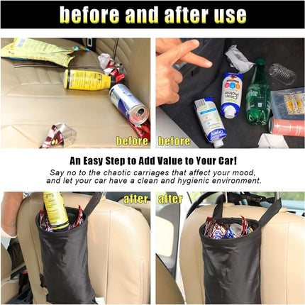 2PCS Car Trash Bag, Auto Portable Trash Can Universal Hanging Car Garbage Bag, Waterproof Garbage Can with Elastic Opening, Car Organizer Auto Accessories for Car, Home, Outdoor.