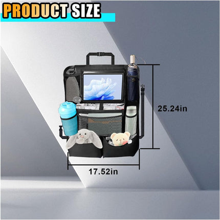 2PCS Car Backseat Organizer, Automotive Kick Mats Back Seat Protector for Kids, Vehicle Storage Organizer with 9 Pockets & Touch Screen Tablet Holder, Auto Travel Accessories for Truck SUV (Black).
