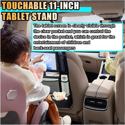 2PCS Car Backseat Organizer, Automotive Kick Mats Back Seat Protector for Kids, Vehicle Storage Organizer with 9 Pockets & Touch Screen Tablet Holder, Auto Travel Accessories for Truck SUV (Black).