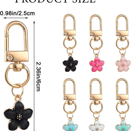 Cute Flower Keychain for Women, 6 Pcs Aesthetic Keychains Purse Charms Zipper Pull Charm Handbag Charms Bag Charms for Handbags Backpack Purse Accessories Car Keys Birthday Valentine Day Gifts.