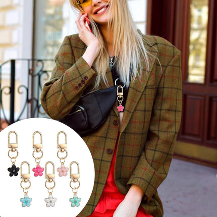 Cute Flower Keychain for Women, 6 Pcs Aesthetic Keychains Purse Charms Zipper Pull Charm Handbag Charms Bag Charms for Handbags Backpack Purse Accessories Car Keys Birthday Valentine Day Gifts.