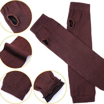 4 Pairs Arm Warmers Women Winter Long Fingerless Gloves Knit Mitten Elbow Length Gloves with Thumb Hole, Warm and Comfortable (Black, Coffee, Dark Gray, Light Gray).