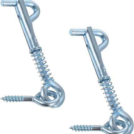 6 Pack Safety Hook and Eye Latch, 2 Inch Stainless Steel Spring Lock Gate Latch, Heavy Duty Rustproof Wire Gate Hook for Farm, Barn, Bathroom Doors, Family Security, Durable Outdoor Indoor Use.