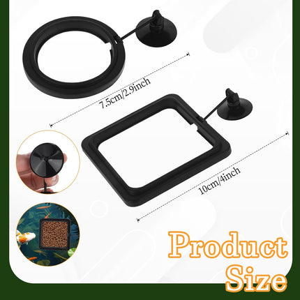 2 PCS Fish Feeding Ring, Aquarium Feeding Ring Automatic Goldfish Tank Feeder Dispenser Auto Live Betta Fish Vacation Feeder Floating Food Accessories for Turtle, Coral, Goldfish (Black).
