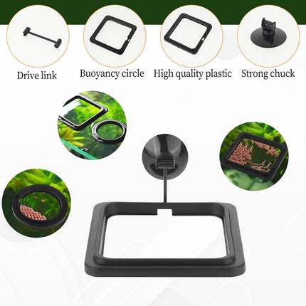 2 PCS Fish Feeding Ring, Aquarium Feeding Ring Automatic Goldfish Tank Feeder Dispenser Auto Live Betta Fish Vacation Feeder Floating Food Accessories for Turtle, Coral, Goldfish (Black).