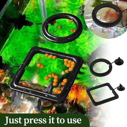 2 PCS Fish Feeding Ring, Aquarium Feeding Ring Automatic Goldfish Tank Feeder Dispenser Auto Live Betta Fish Vacation Feeder Floating Food Accessories for Turtle, Coral, Goldfish (Black).