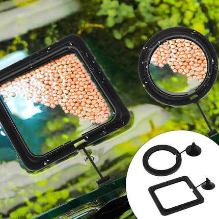 2 PCS Fish Feeding Ring, Aquarium Feeding Ring Automatic Goldfish Tank Feeder Dispenser Auto Live Betta Fish Vacation Feeder Floating Food Accessories for Turtle, Coral, Goldfish (Black).