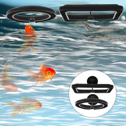 2 PCS Fish Feeding Ring, Aquarium Feeding Ring Automatic Goldfish Tank Feeder Dispenser Auto Live Betta Fish Vacation Feeder Floating Food Accessories for Turtle, Coral, Goldfish (Black).