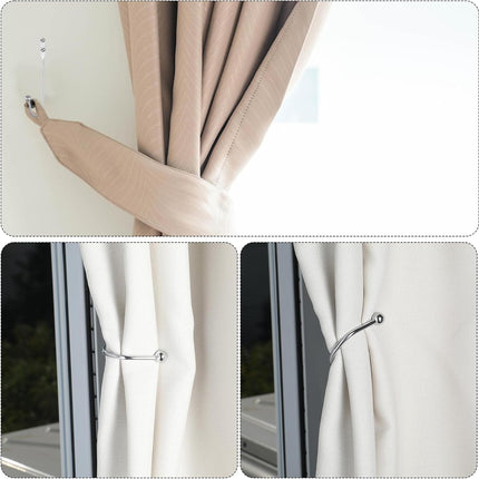 8 Pcs Metal Curtain Holdbacks, Curtain Tiebacks Wall Mounted Curtains Hooks Decorative Drapery Tie Backs Retro Window Hook with Screws for Drapes, Home Decor (Silver).