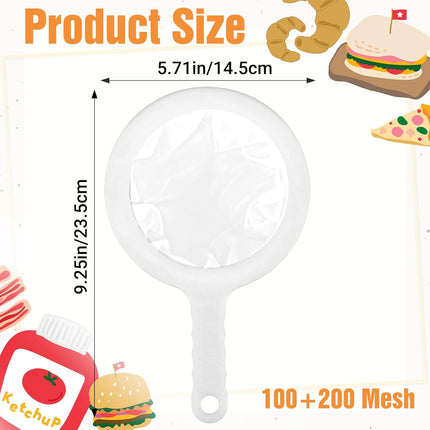 2 Pcs 9" Ultra-Fine Nylon Mesh Strainer, 100/200 Mesh, Fine Mesh Sieve Small Juice Strainer with Handle Yogurt Sieve Kitchen Plastic Colander Brine Shrimp Net for Nut Milk, Tea, Coffee, Honey, Wine.