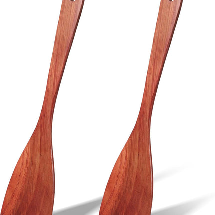 2 Pcs Wooden Spatula for Cooking, 12.2 Inch Long Handle Wood Flat Frying Cooking Spatulas, Wooden Kitchen Spatula Scraper Utensils, Right Hand Woods Turner for Nonstick Pans Cook Frying Baking.