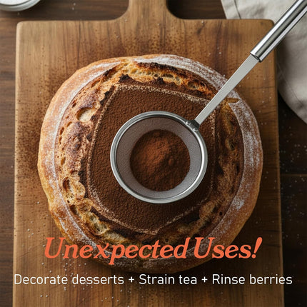 Stainless Steel Fat Skimmer Spoon 4” Fine Mesh Strainer with 9” Heat-Resistant Handle Grease Strainer Spoon Fat Separator for Cooking Frying Quinoa Soup Miso Foam Grease.