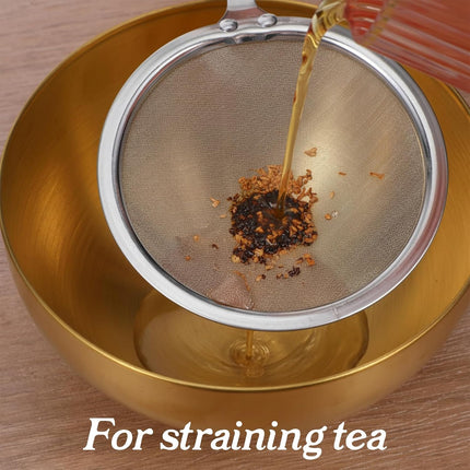 Stainless Steel Fat Skimmer Spoon 4” Fine Mesh Strainer with 9” Heat-Resistant Handle Grease Strainer Spoon Fat Separator for Cooking Frying Quinoa Soup Miso Foam Grease.