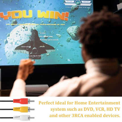 2 Pcs 5FT RCA Audio Video Composite Cable, AV Cable Red/White/Yellow 3 Male to 3 Male for TV, DVD, VCR, Projector, Amplifier, Speaker, Satellite, Home Theater Receivers.