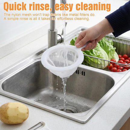 2 Pcs Plastic Fine Mesh Strainer, Nylon Ultra-Fine Juice Strainer Fine Mesh Sieve Small Coffee Strainers with Handle Mini Brine Shrimp Separation Net for Nut Milk, Yogurt, Honey, Wine (300/400 Mesh).