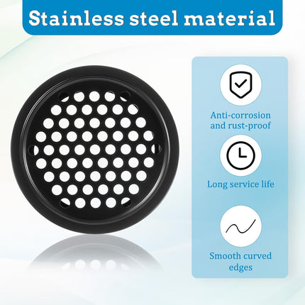 Soffit Vents Round Vent Cover, 6 Pcs 53mm/ 2inch Air Vents Stainless Steel Black Soffit Louver Vent Mesh Hole for Kitchen Bathroom Wardrobe Cabinet.