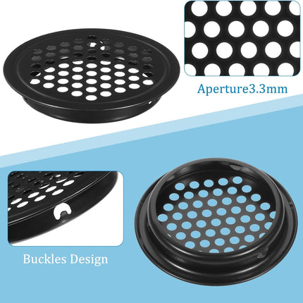 Soffit Vents Round Vent Cover, 6 Pcs 53mm/ 2inch Air Vents Stainless Steel Black Soffit Louver Vent Mesh Hole for Kitchen Bathroom Wardrobe Cabinet.