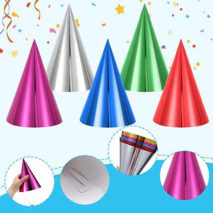 15 Pcs Colorful Birthday Party Hats, Paper Cone Hats Headbands Birthday Party Supplies Handmade Celebration Headwear with Elastic String for Kids and Adults, Friend Gatherings.