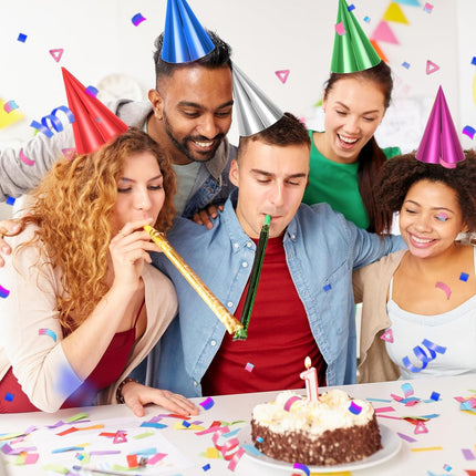 15 Pcs Colorful Birthday Party Hats, Paper Cone Hats Headbands Birthday Party Supplies Handmade Celebration Headwear with Elastic String for Kids and Adults, Friend Gatherings.