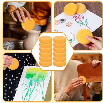 Paint Sponge, 12 Pcs Orange Round Painting Sponges 3 Inch Artist Pottery Sponge Applicator Watercolor Sponges for Face Painting Pottery Art Crafts Ceramics.