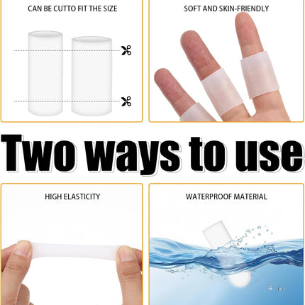 14 Pcs Silicone Finger Protectors, Waterproof Gel Thumb Small Finger Cot Protectors Stall Fingers Covers Shields Provide Relief for Fingers Cracking, Writing, Wounds (2 Size, White).