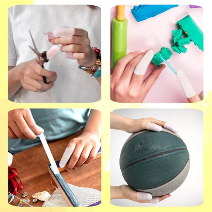 14 Pcs Silicone Finger Protectors, Waterproof Gel Thumb Small Finger Cot Protectors Stall Fingers Covers Shields Provide Relief for Fingers Cracking, Writing, Wounds (2 Size, White).