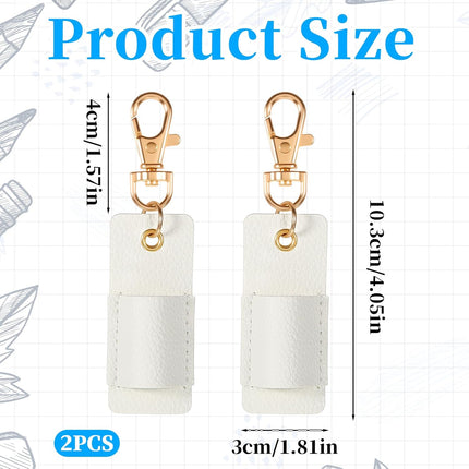 2 Pcs Pen Holder for Lanyard, White PU Leather Anti-Lost Lanyard Pen Clip Retractable Pens Holder Clip Keychain, Portable Pouch Pocket Pens Holders for Pencil Badges Clipboard Nurses Office School.
