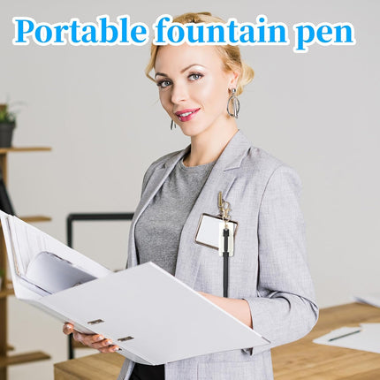2 Pcs Pen Holder for Lanyard, White PU Leather Anti-Lost Lanyard Pen Clip Retractable Pens Holder Clip Keychain, Portable Pouch Pocket Pens Holders for Pencil Badges Clipboard Nurses Office School.