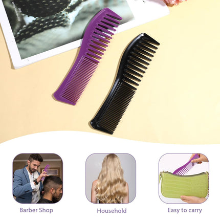 Plastic Comb All-Purpose Hair Grooming Set - 2 Pack Double-Sided Barber Combs, 7.1 inch Plastic for Men & Women - Wide & Fine Tooth for Professional Hairstyling (Purple,Black).