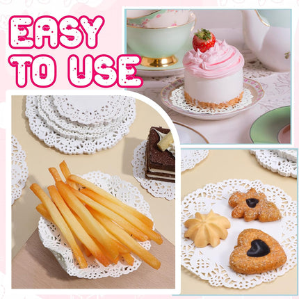 300 Pcs Paper Doilies, 3 sizes Lace Doilies Paper Round Disposable Placemats White-Doilies for Tables Dessert Trays Party Craft Wedding Birthday Cakes Tableware Decorations (3.5 in, 4.5 in, 5.5 in).