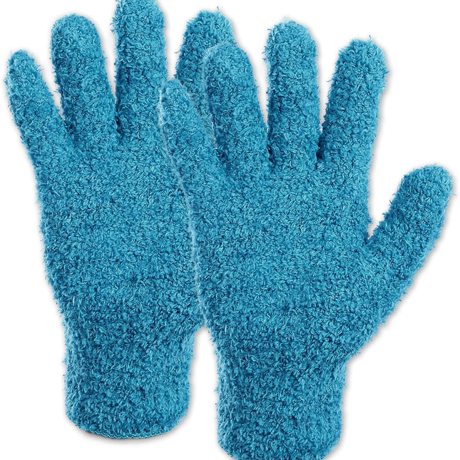 Microfiber Gloves for Plants Dusting Cleaning, Dusting Gloves for House Cleanings, Coral Fleece Cleaning Mittens Reusable Household Glove for Plants Cars Blinds Lamps Hard to Reach Corners (Blue).