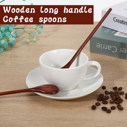 2 PCS Wooden Spoons for Honey, Long Handle Mixing Wooden Spoon 7.8 Inch Honey Spoons Matcha Spoon for Stirring Brown Cocktail Stirrer Mixing Teaspoon for Home Kitchen Bar Restaurant.