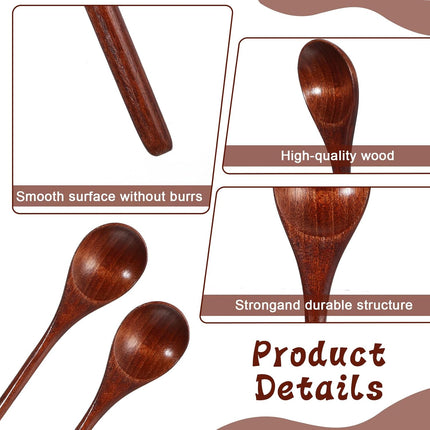 2 PCS Wooden Spoons for Honey, Long Handle Mixing Wooden Spoon 7.8 Inch Honey Spoons Matcha Spoon for Stirring Brown Cocktail Stirrer Mixing Teaspoon for Home Kitchen Bar Restaurant.