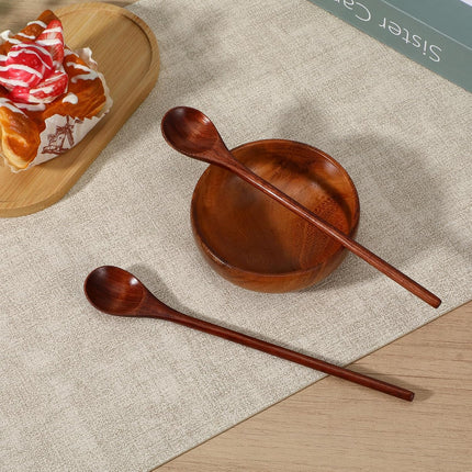 2 PCS Wooden Spoons for Honey, Long Handle Mixing Wooden Spoon 7.8 Inch Honey Spoons Matcha Spoon for Stirring Brown Cocktail Stirrer Mixing Teaspoon for Home Kitchen Bar Restaurant.