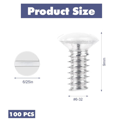 Wall Plate Screws, 100 Pcs 9 mm Long 6-32 Thread Outlet Cover Screws White Replacement Switch Plate Screw Electrical Screw.