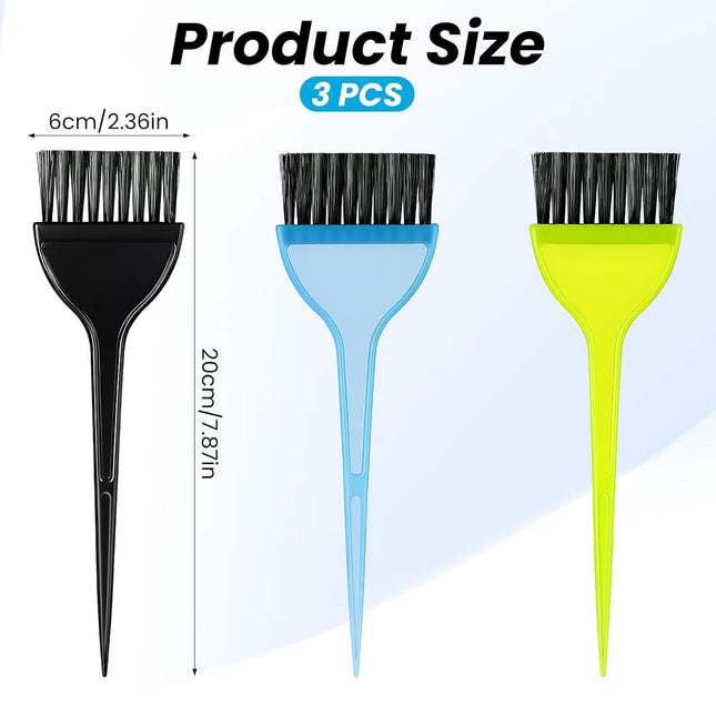 Hair Coloring Dye Brush, 3 Pcs Hair Color Brushes Professional Wide Color Applicator Brushes Reusable Tinting Comb Tool Kit for Women Men Salon Use Home DIY Dyeing (3 Colors).