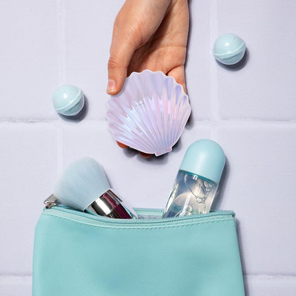 2 PCS Shell Folding Hair Brush with Mirror, Foldable Mini Hairbrush Retractable Purse Combs Cute Small Travel Brushes for Women, Portable Shell Pocket Comb for Purse (Purple, Green).