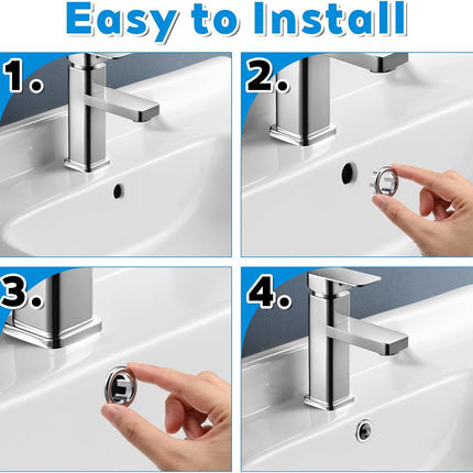 Sink Overflow Ring, 2 Pack Universal Bathroom Kitchen Sink Hole Trim Chrome Drain Cover, Overflow Trim Ring Insert Cap Fits Round Hole Diameter Replacement for Basin Vanity, Ceramic Sinks.