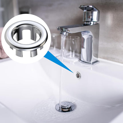 Sink Overflow Ring, 2 Pack Universal Bathroom Kitchen Sink Hole Trim Chrome Drain Cover, Overflow Trim Ring Insert Cap Fits Round Hole Diameter Replacement for Basin Vanity, Ceramic Sinks.