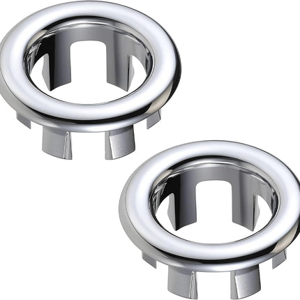 Sink Overflow Ring, 2 Pack Universal Bathroom Kitchen Sink Hole Trim Chrome Drain Cover, Overflow Trim Ring Insert Cap Fits Round Hole Diameter Replacement for Basin Vanity, Ceramic Sinks.
