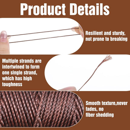 32.8 Yards Waxed Thread, 0.8 mm Leather Thread for Hand Sewing, 2 Colors Heavy Duty Upholstery Threads Thick Sewing Threads Waxed String for Bookbinding, DIY Crafts, Shoes Repair.