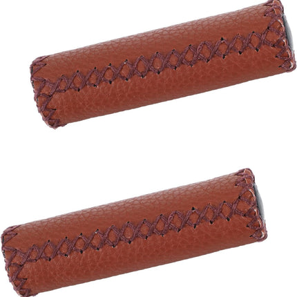 Leather Bike Handlebar Grips, Ergonomic Comfort Handle Bar Grip for Mountain MTB MBX Bikes Electric Scooter, Fits Most 22.2 mm (7/8") Bicycle Handlebar.