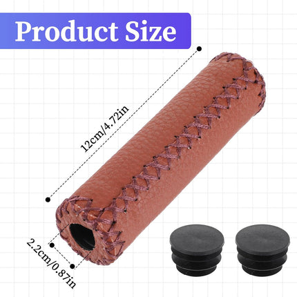 Leather Bike Handlebar Grips, Ergonomic Comfort Handle Bar Grip for Mountain MTB MBX Bikes Electric Scooter, Fits Most 22.2 mm (7/8") Bicycle Handlebar.