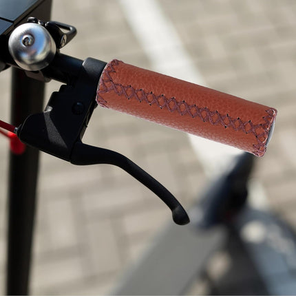 Leather Bike Handlebar Grips, Ergonomic Comfort Handle Bar Grip for Mountain MTB MBX Bikes Electric Scooter, Fits Most 22.2 mm (7/8") Bicycle Handlebar.