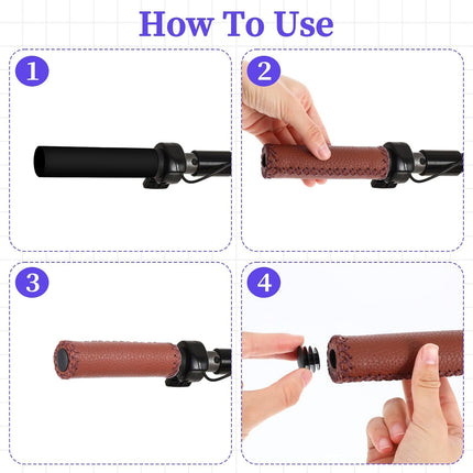 Leather Bike Handlebar Grips, Ergonomic Comfort Handle Bar Grip for Mountain MTB MBX Bikes Electric Scooter, Fits Most 22.2 mm (7/8") Bicycle Handlebar.