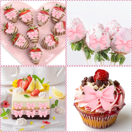 20 Pcs Pink Bow Cupcake Decorations, Resin Bowknot Cake Toppers Birthday Engagement Theme Party Decoration for DIY Art Crafts, Wedding, Baby Shower, Party.