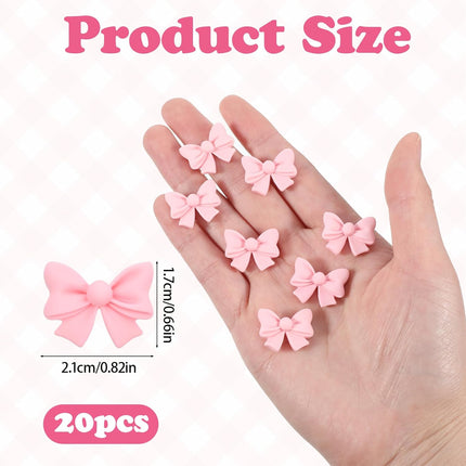 20 Pcs Pink Bow Cupcake Decorations, Resin Bowknot Cake Toppers Birthday Engagement Theme Party Decoration for DIY Art Crafts, Wedding, Baby Shower, Party.