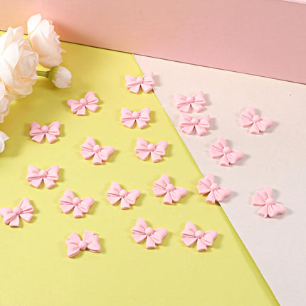 20 Pcs Pink Bow Cupcake Decorations, Resin Bowknot Cake Toppers Birthday Engagement Theme Party Decoration for DIY Art Crafts, Wedding, Baby Shower, Party.