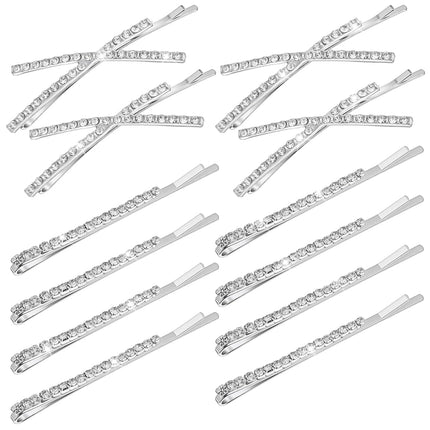 12 Pieces Rhinestone Bobby Pins for Women, Decorative Silver Hair Clips Crystal Shiny X Shaped Barrettes Metal Diamond Bling Hair Accessories for Women Girls Wedding Prom Party.