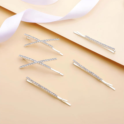 12 Pieces Rhinestone Bobby Pins for Women, Decorative Silver Hair Clips Crystal Shiny X Shaped Barrettes Metal Diamond Bling Hair Accessories for Women Girls Wedding Prom Party.